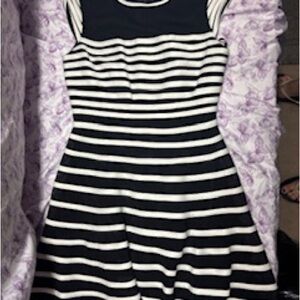 Betsy & Adam Black and White Fit and Flare Mini Dress
